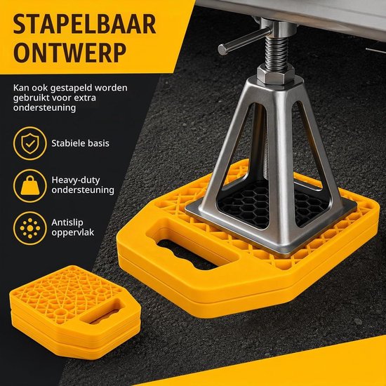 Stevige Ondersteuningsplaten voor Caravans - 4 Stuks Stapelbare Basisplaten met Antislipoppervlak, Ideaal voor Ondersteuningsblokken en Motorhomes, Duurzaam en Betrouwbaar — afbeelding 2