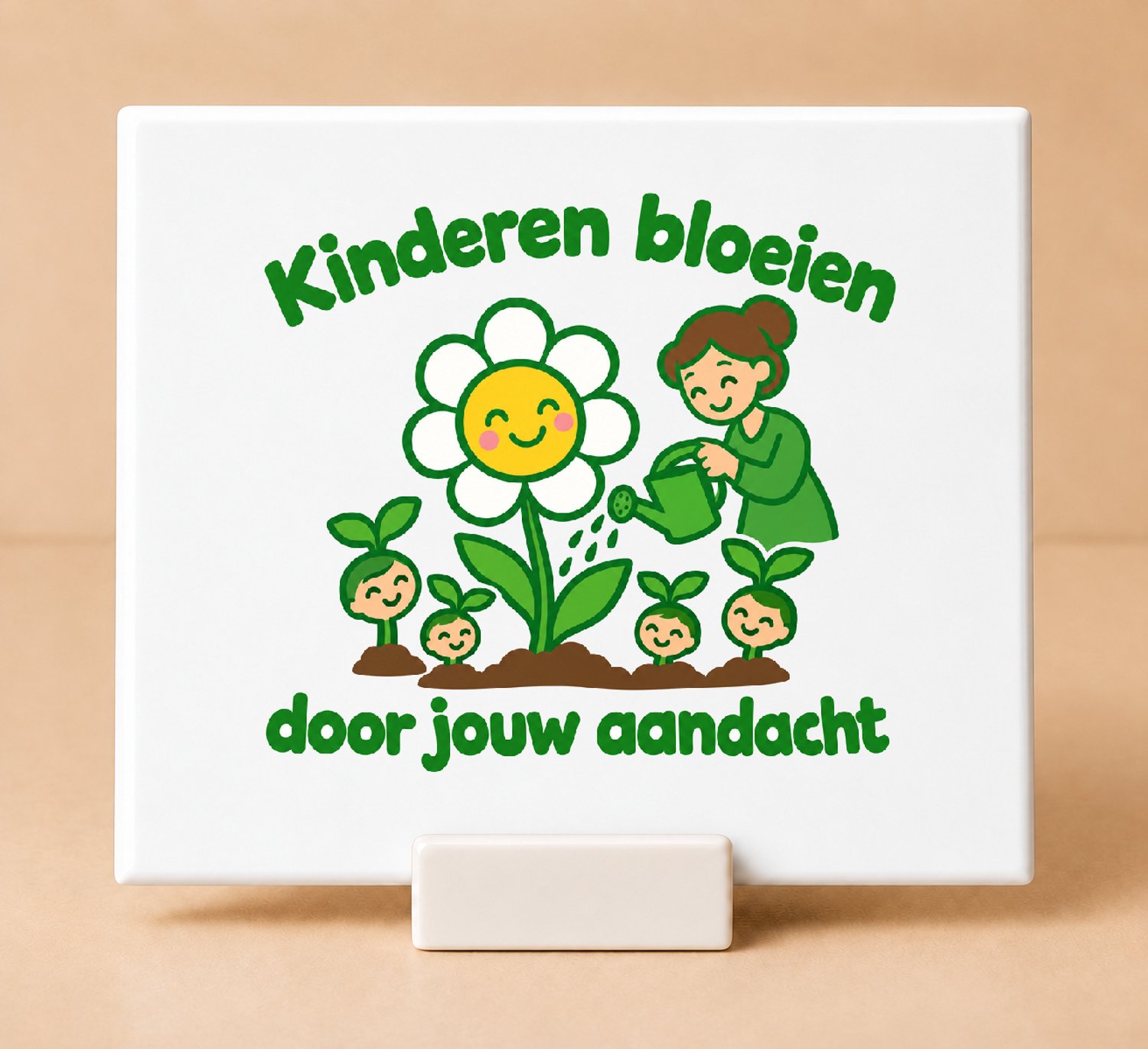 Bedruk King Vrolijke cartoon Tegel 'Juf en meester: bijna kerstvakantie' – Speelse sticker voor leraren en scholen - 11 x 11 cm met houder Wit