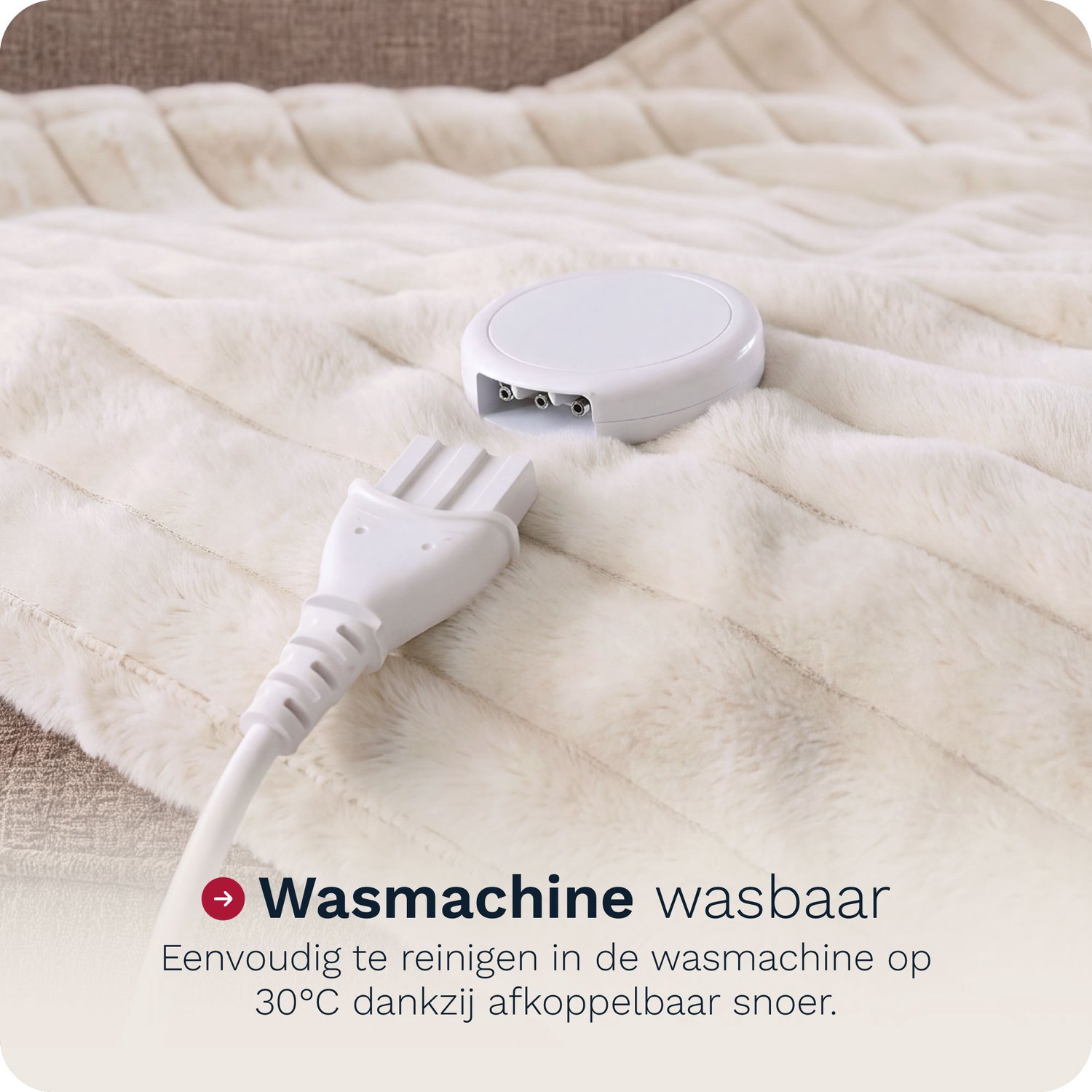 Inventum HB186W elektrische deken 180x130 cm - Imitatiebond - 1 persoons - Warmtedeken - Omslagdeken - 4 standen - Wit – foto 6