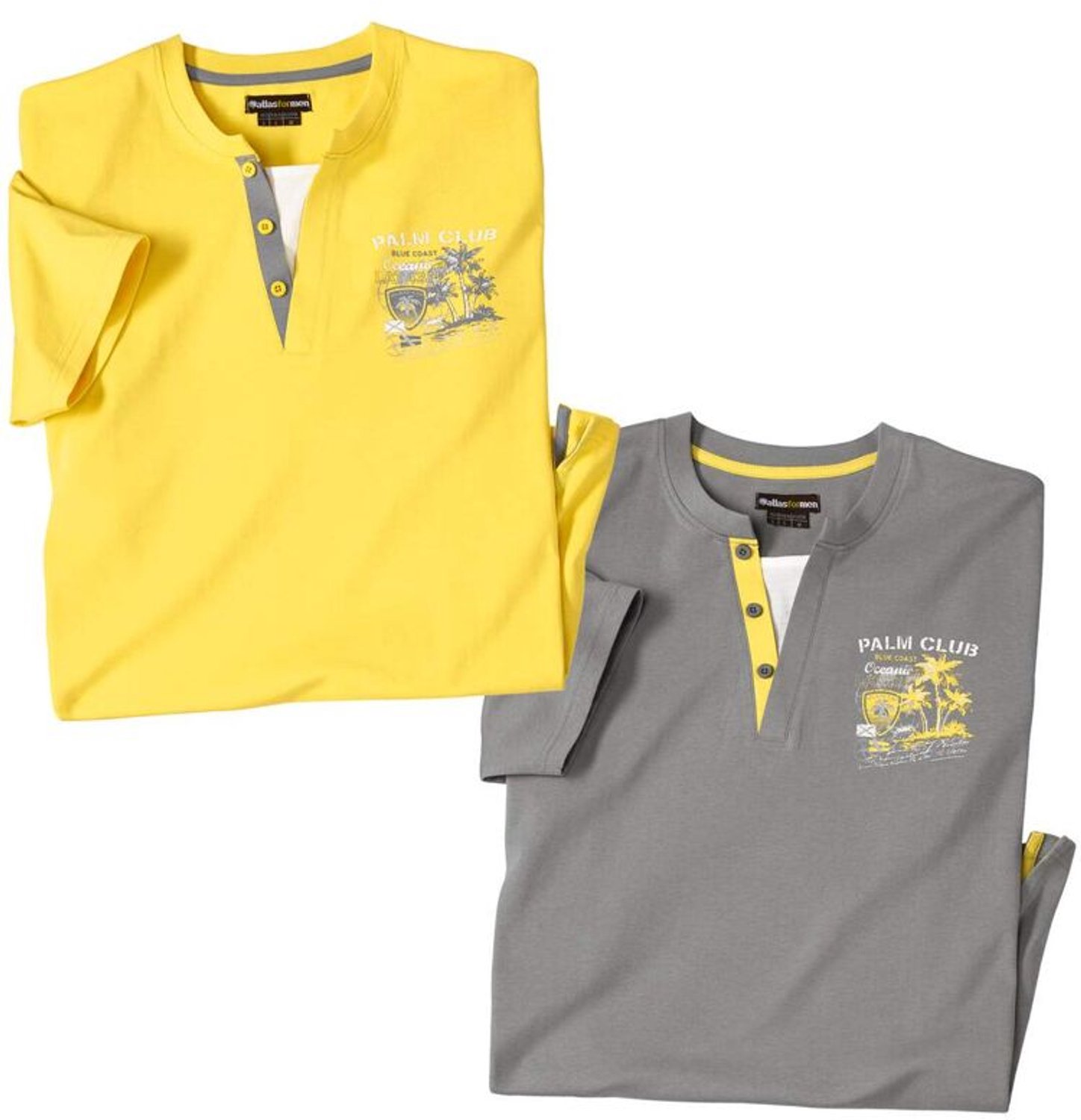 ATLAS FOR MEN - Set van 2 T-shirts Palm Club - Heren - Verkrijgbaar in grote maten - 5XL