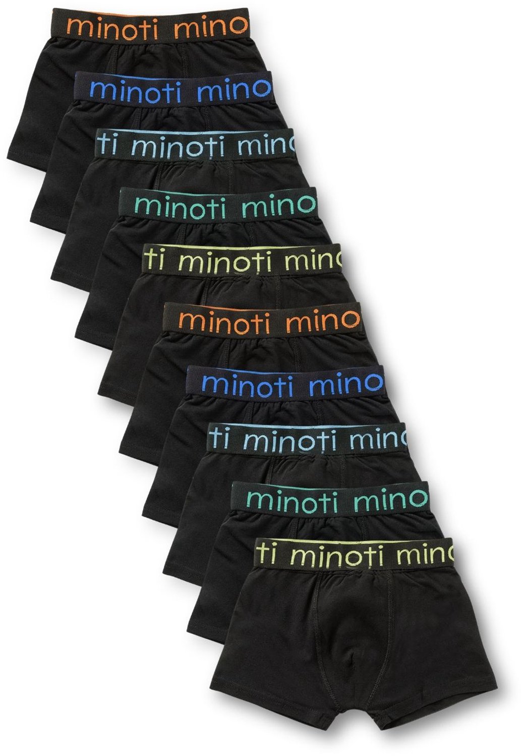Minoti boxershorts jongens met logo tailleband - zwart - 10-pack