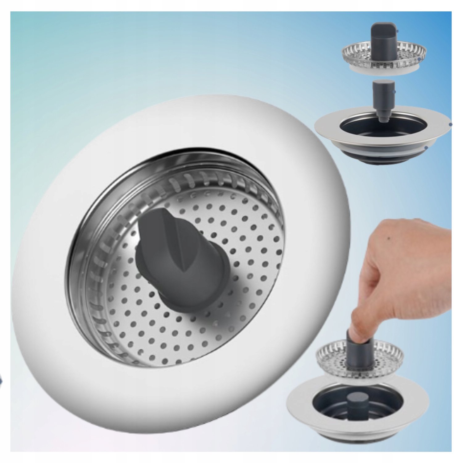 3-in-1 RVS Zoutkorf & Afvoerstop voor Keuken Zonder Geur