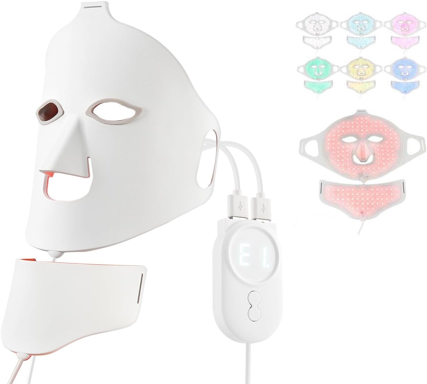 Gezichtsmasker met LED-licht - Multicolor - Voor gezicht en hals - Siliconen - Voor alle huidtypes