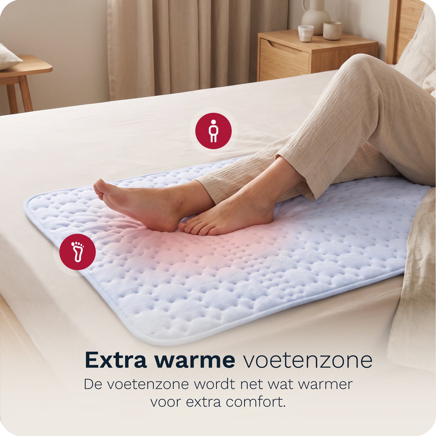 Inventum HN136i elektrische onderdeken 150x80 cm - 1 persoons - Warmtedeken - 3 warmtestanden - Extra warme voetzone - Antibacterieel - Fleece - Lichtblauw – foto 7