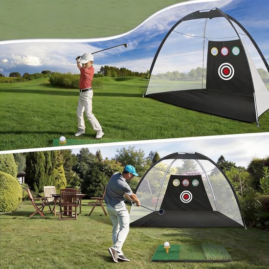Golf Oefennet - 3x2 Meter - Met Kunstgrasmat - 10 Golfballen - Golf Tee - Grondpennen - Draagtas - Voor Swingtraining Thuis en Buiten — afbeelding 4