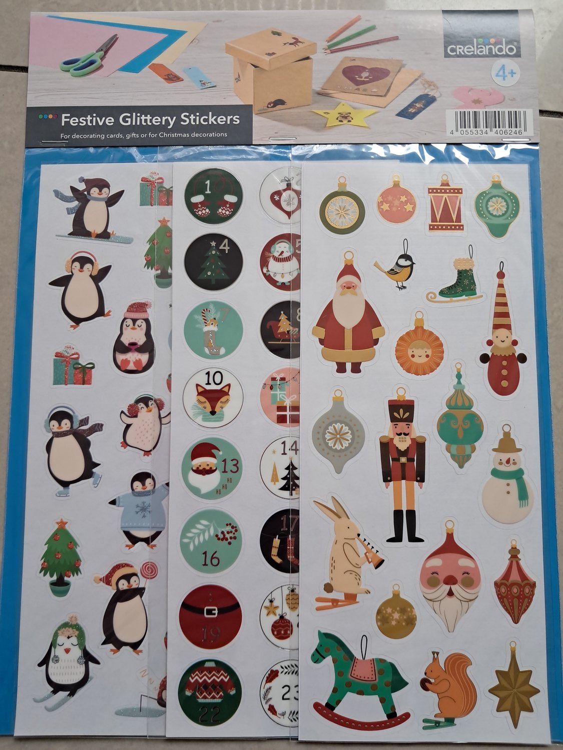 Crelando Kerst Stickers - 6 vellen - 183 stickers - Kerst decoratie