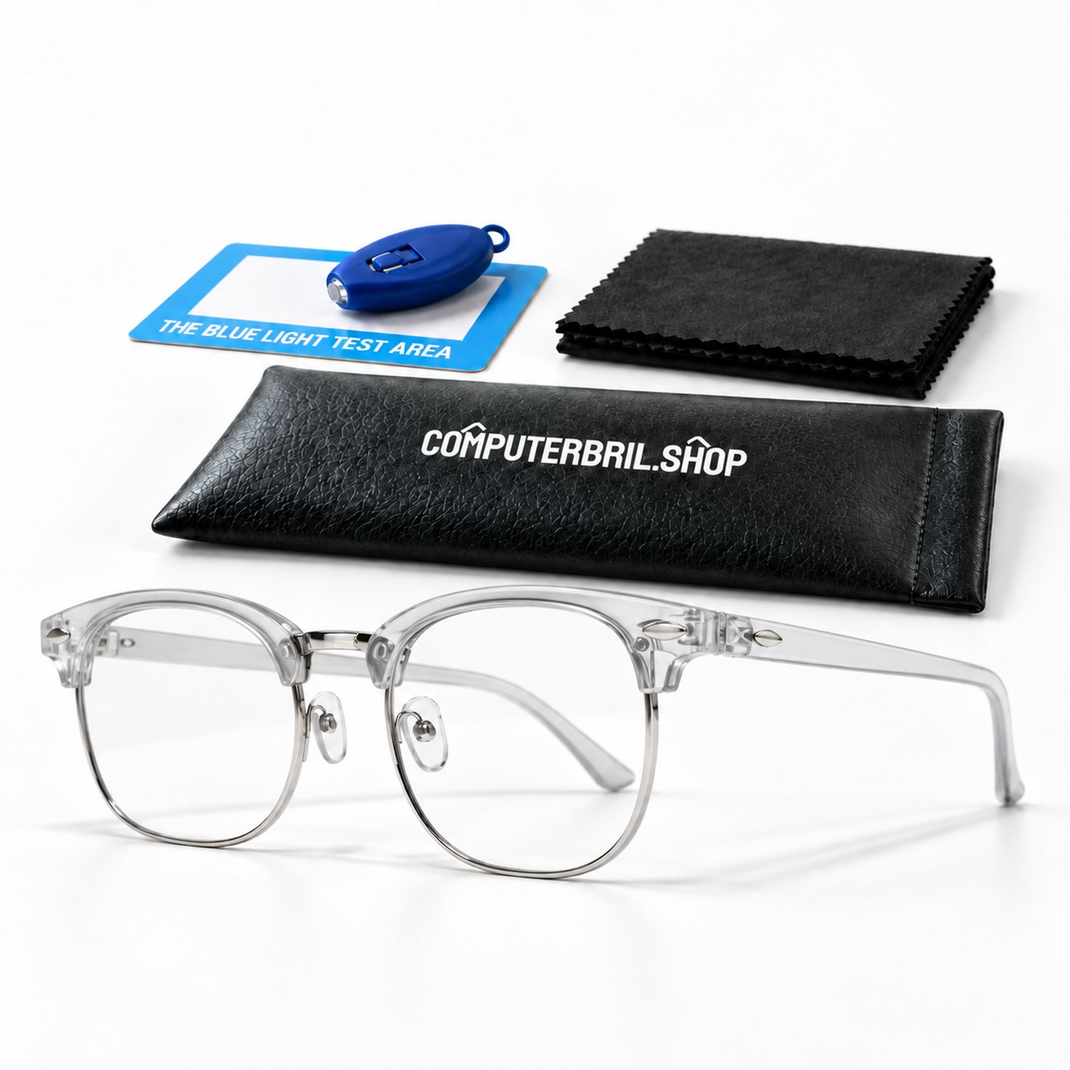 Blauw Licht Bril Zonder Sterkte - Computerbril - Beeldschermbril - Blue Light Glasses - Clubmaster - Transparant / Zilver