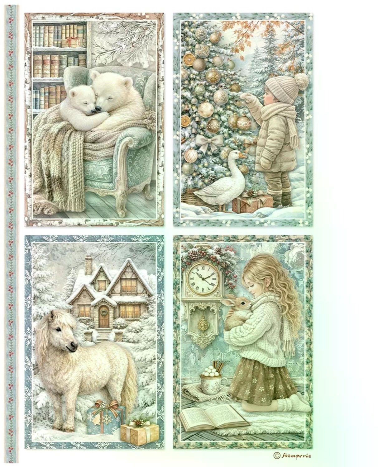 Stamperia - White Christmas A4 Rice Paper Selection (6pcs) by Cristina Radovan (DFSA4XWG)