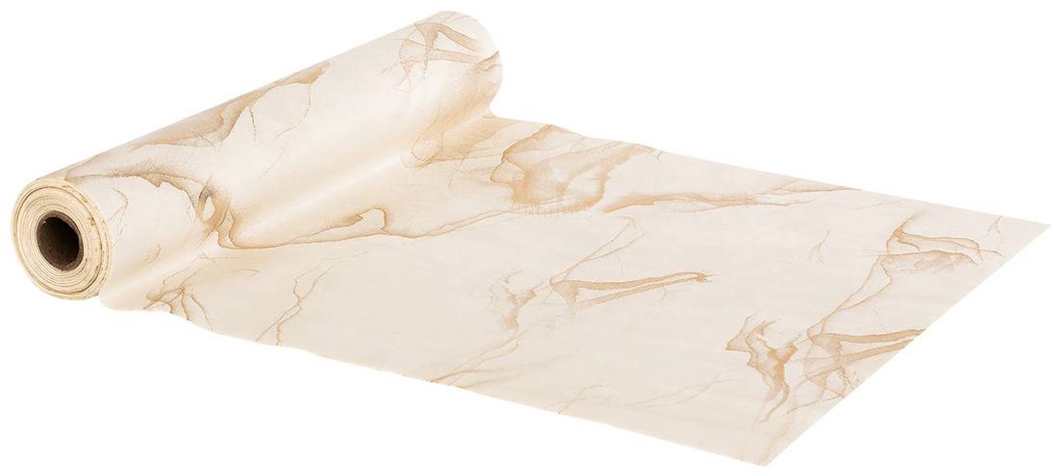 Stof met marmereffect 28 x 300 cm, wit en goud