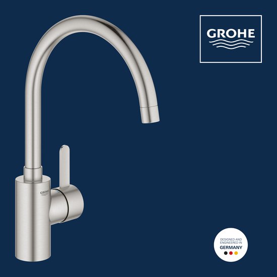RVS Grohe kraan, ontworpen en ontwikkeld in Duitsland.