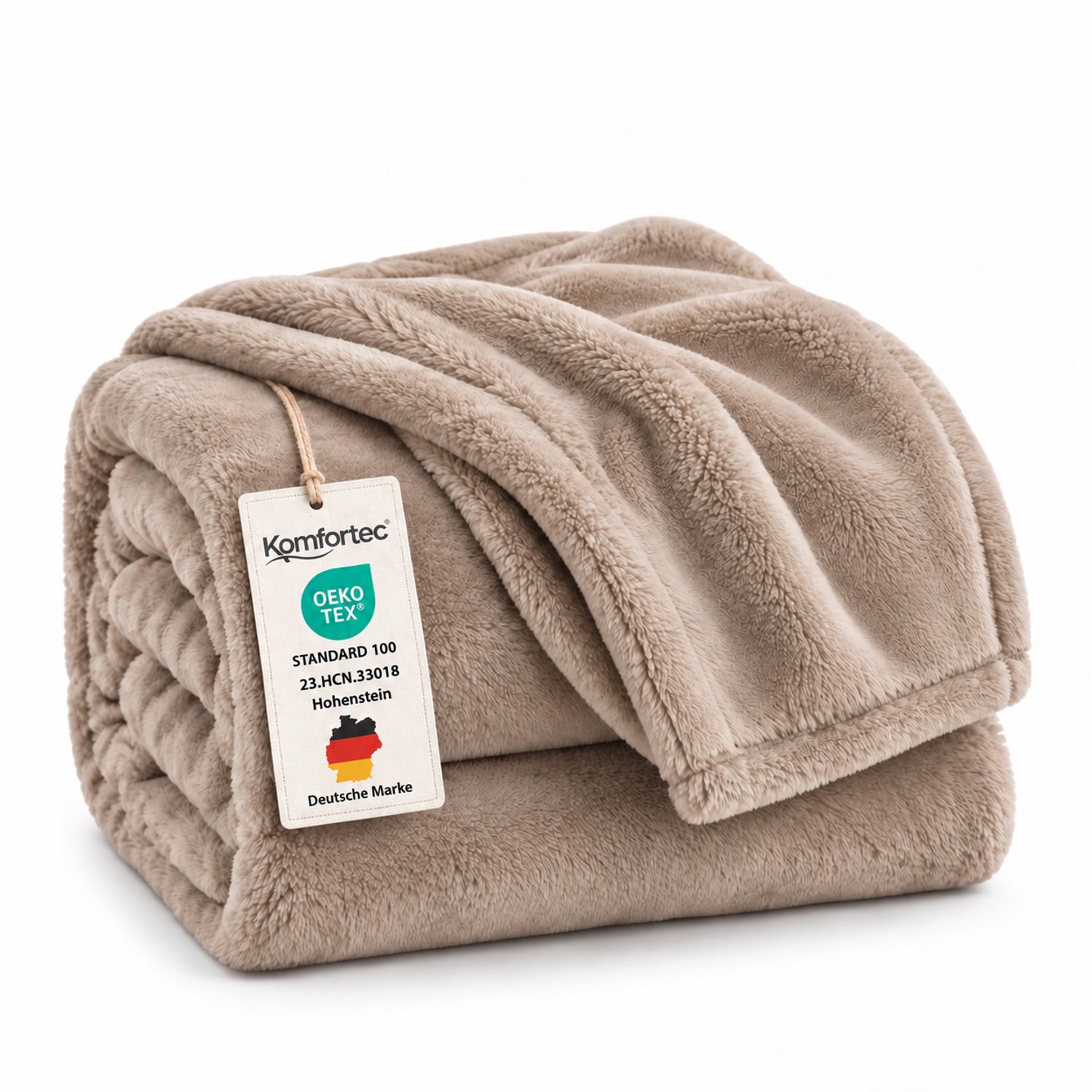 Komfortec Fleece Deken - Met kasjmier gevoel - Plaid - Fleece Plaid - Fleece Dekens - Fleece Deken 240x220 cm – Super Zacht – Beige