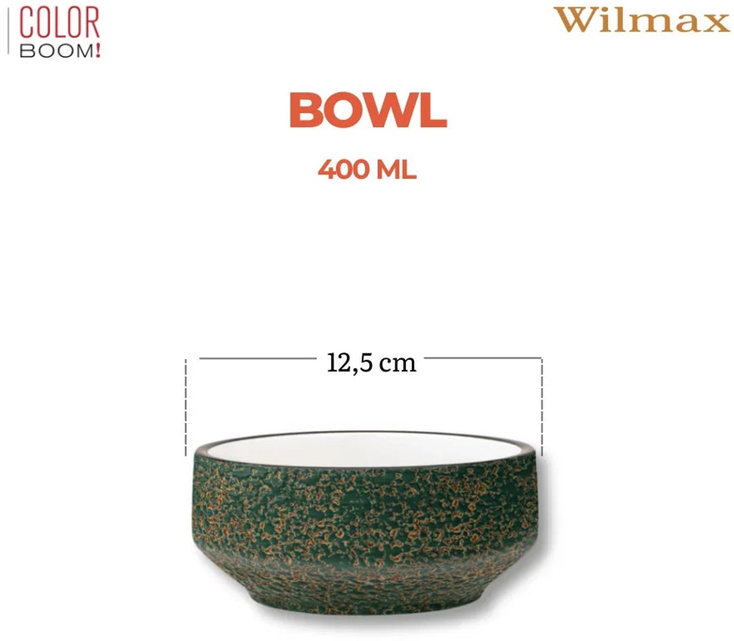 Wilmax England Schaal 400 ml 12,5 Groen Porselein WL-667538/A