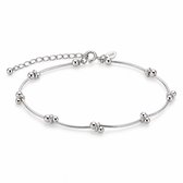 Luxe Armband Dames - Zilvaré Lune - 925 Sterling Zilver - Minimalistische Zilveren Armband met Bolletjes - Verstelbaar