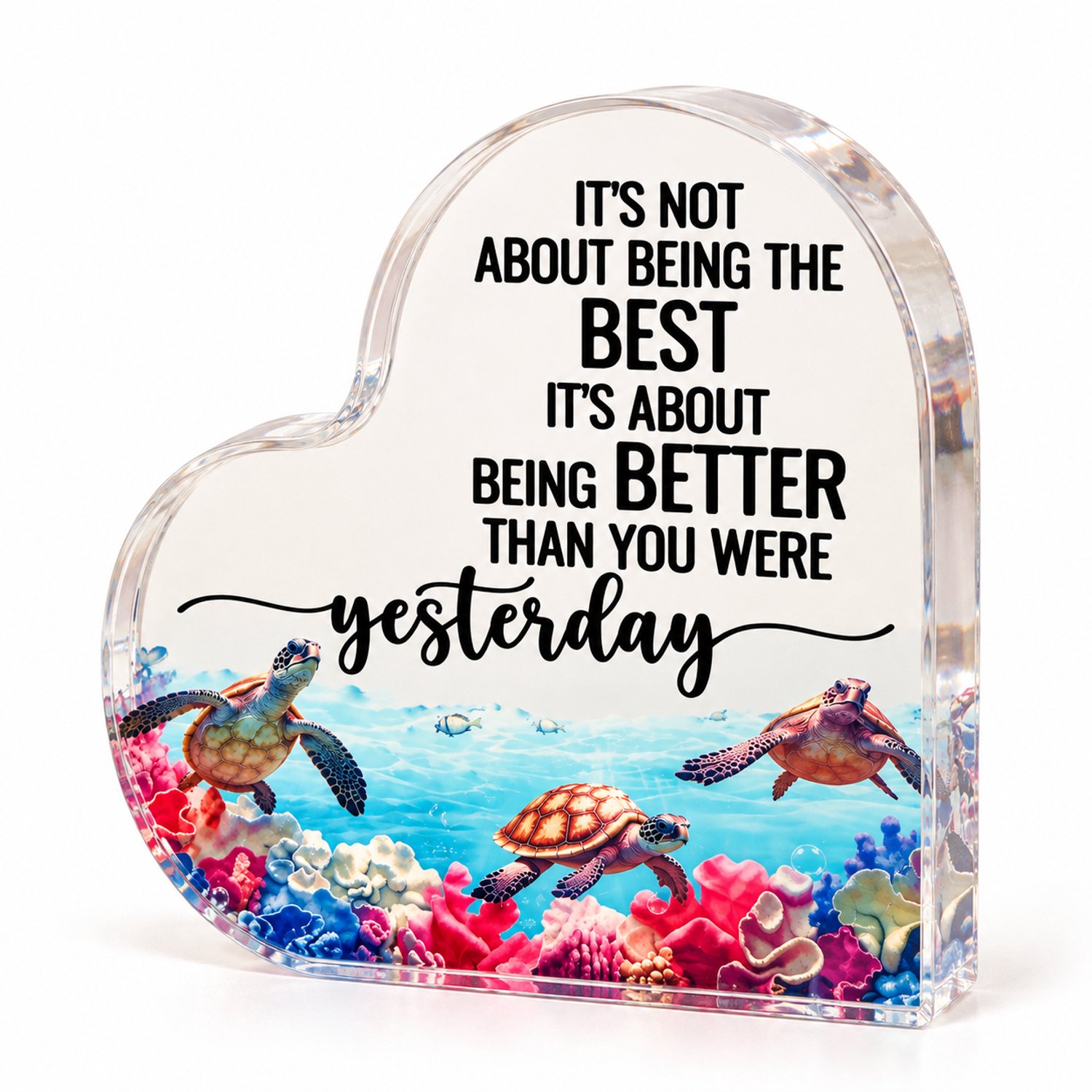 Nina’s Giftshop® Acryl Hart Schildpadden – Inspiratie Cadeau – Motivatie Cadeau – Collega Cadeau – Kerstcadeau – Verjaardag Cadeau – Cadeau Voor Vrouw – Cadeau Voor Man