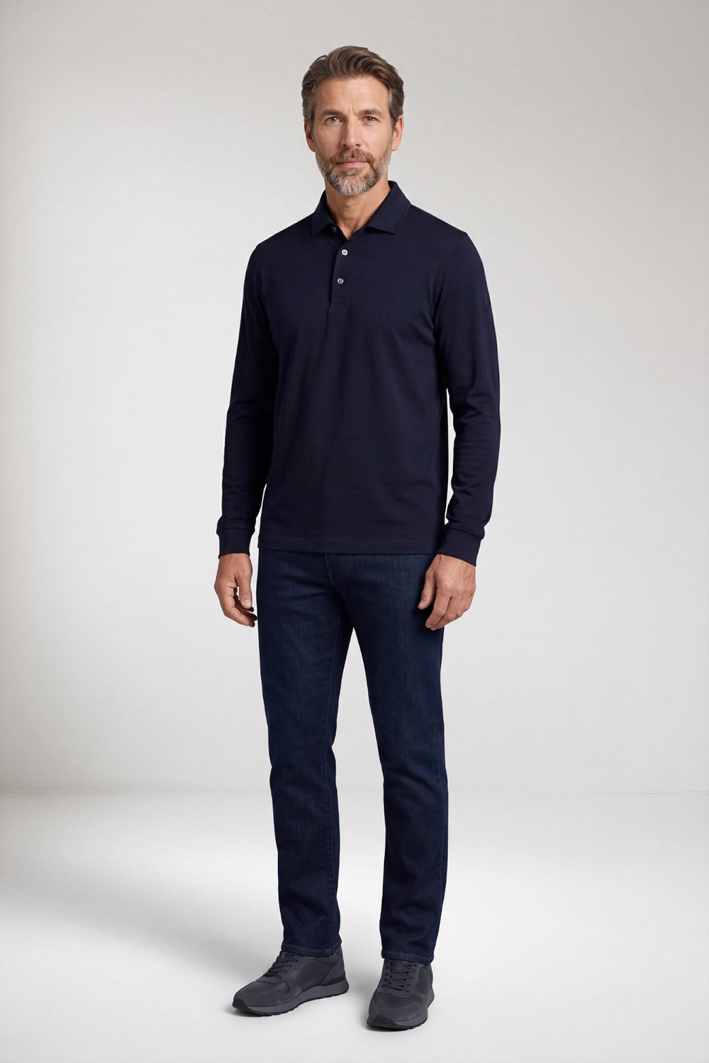 Baileys Polo Long Sleeve Placket Buttons Navy / male