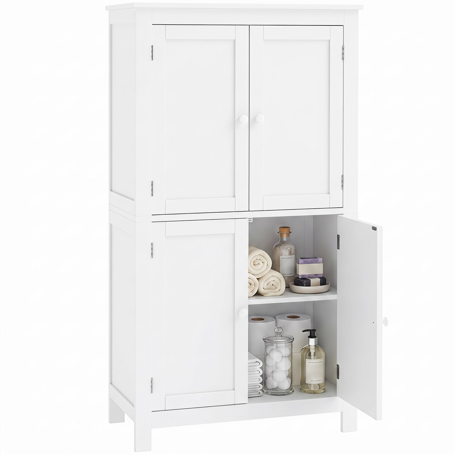 HOMCOM Badkamerkastje (vloermodel) - MDF - 60 x 30 x 110 cm - Wit