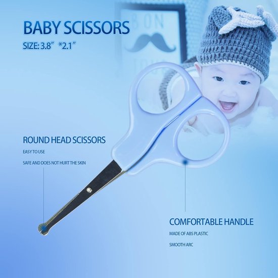 Babyverzorgingsset - 8-in-1 - Inclusief haarborstel, kam, nagelknipper en nagelvijl, neusaspirator, vingertandenborstel en klein schaartje - Draagbaar - Verzorgings- en hygiëneset - Blauw — afbeelding 5