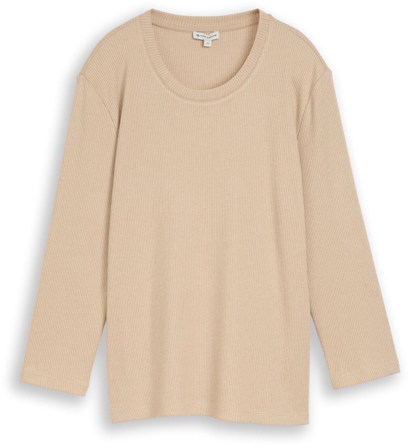 Tom Tailor - Oversized shirt met lange mouwen en geribde structuur - Maat M - gravel beige melange