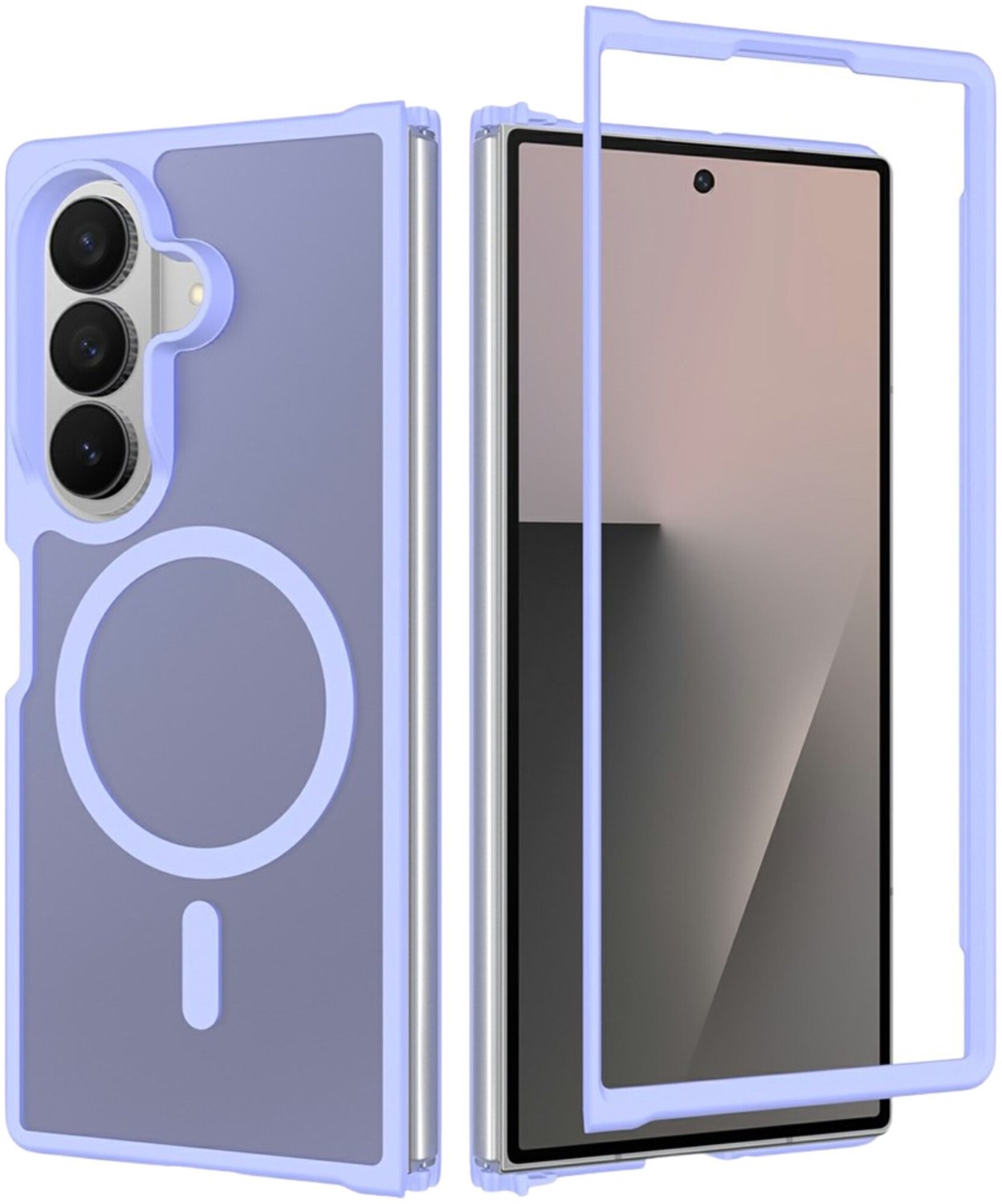 Casety Geschikt voor Samsung Galaxy Z Fold 8 Ultra backcover hoesje met magnetisch ondersteuning - Lila
