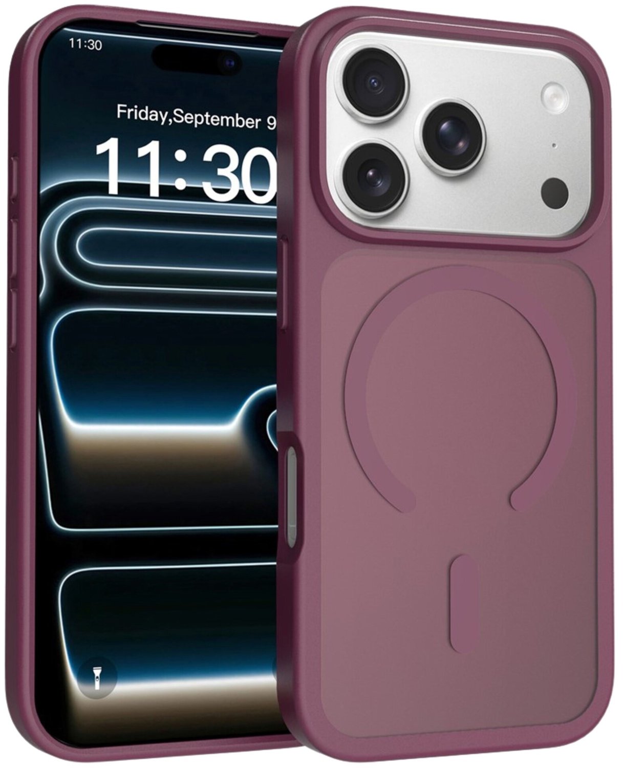 Casety Geschikt voor iPhone 18 Pro / Geschikt voor iPhone 17 Pro hoesje - slanke backcover met magnetisch ondersteuning - Burgundy