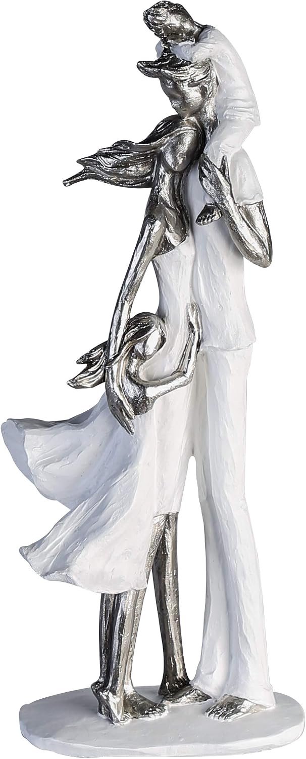 Decoratieve Beeld Familie Geluk - Zilver Wit - 37 cm
