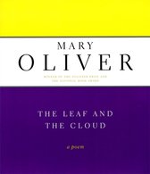 Couverture du livre The Leaf and the Cloud de Mary Oliver avec un design à bandes jaunes, blanches et violettes.