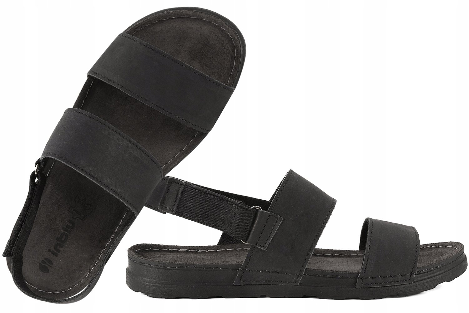Inblu Heren Sandalen Leer PU Soft Zwart