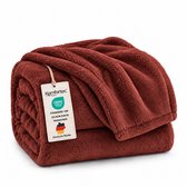 Komfortec Fleece Deken - Met kasjmier gevoel - Plaid - Fleece Plaid - Fleece Dekens - Fleece Deken 150x200 cm – Super Zacht – Terracotta