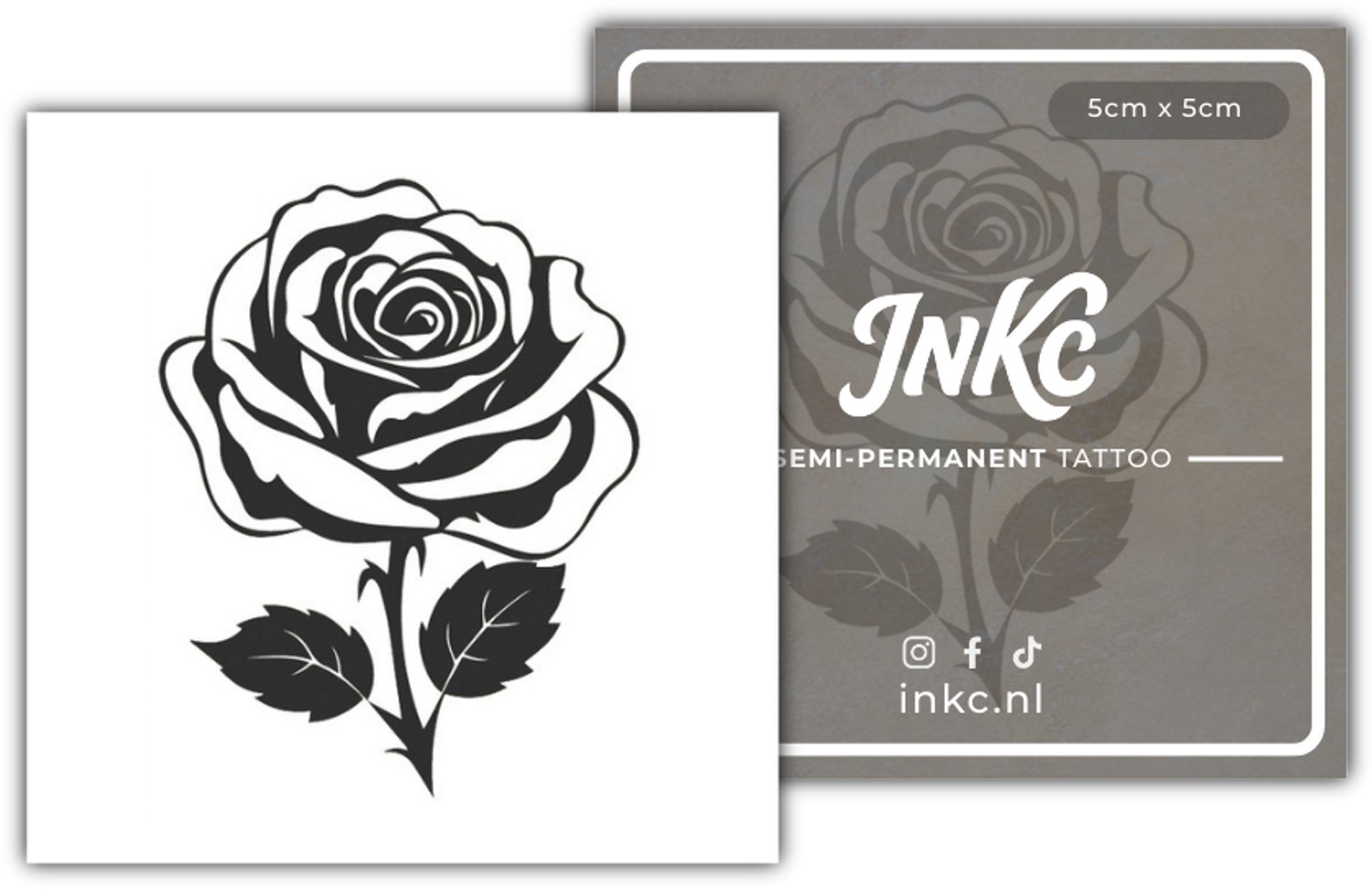 INKC - Tijdelijke Tattoo - Roos - Nep Tattoo - Plak Tattoos - Blijft tot 2 weken - 5 x 5cm