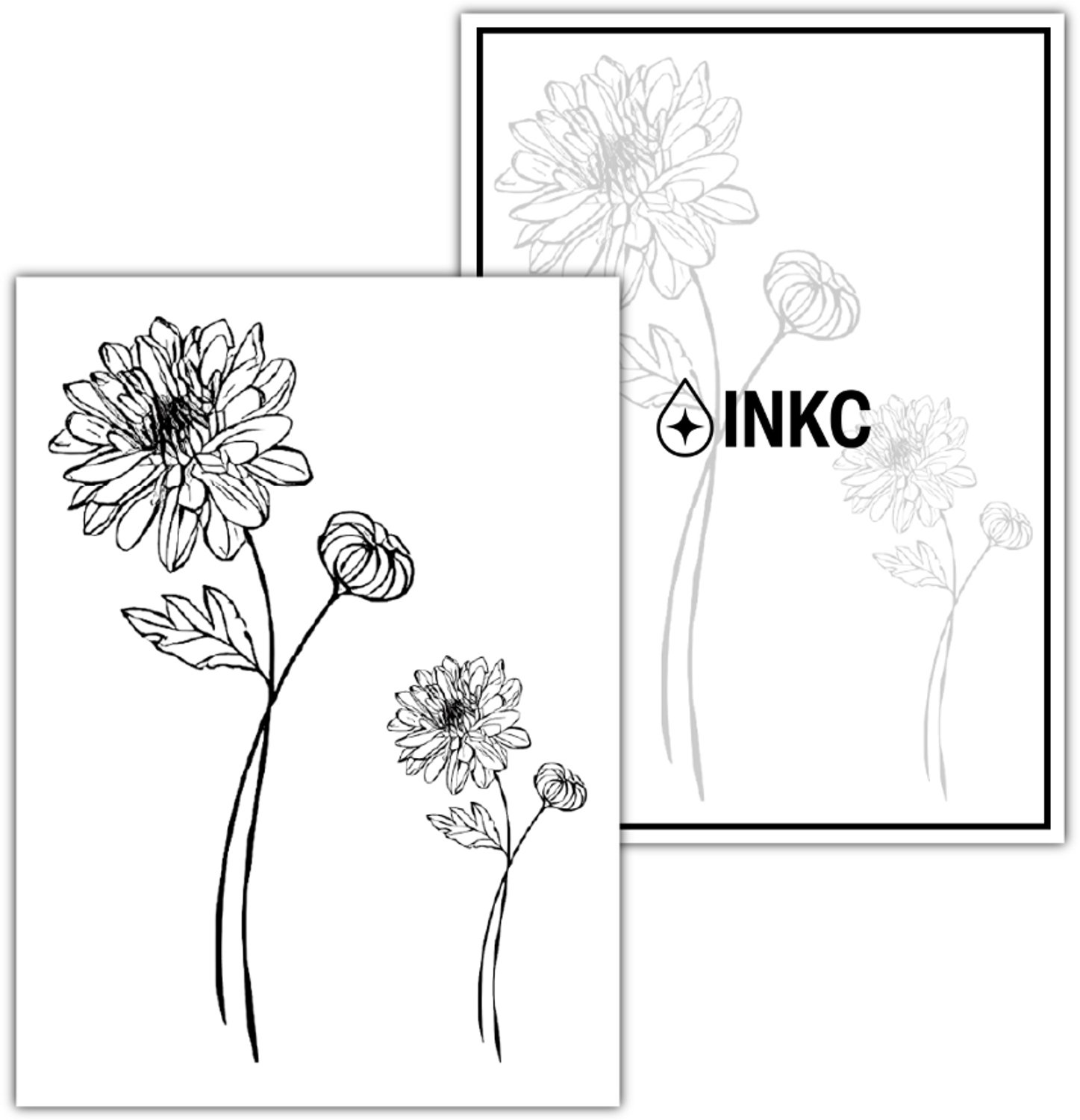 INKC - Tijdelijke Tattoo - Geboortebloem november Chrysant - Nep Tattoo - Plak Tattoos - Blijft tot 2 weken - 8 x 11cm