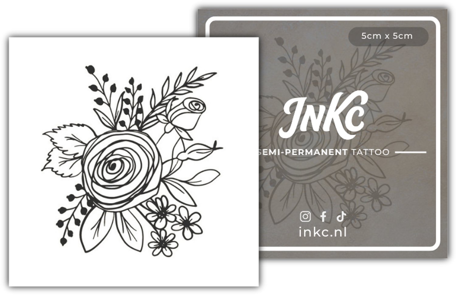 INKC - Tijdelijke Tattoo - Bloemen - Nep Tattoo - Plak Tattoos - Blijft tot 2 weken - 5 x 5cm