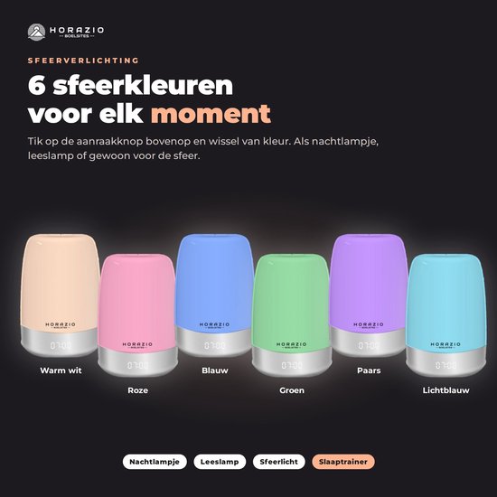 Horazio® – Wake-Up Light – Wekker met Licht & Natuurgeluiden – LED Kleuren – Nachtlamp, Leeslamp & Slaaptrainer – Perfect voor Kinderen – Digitale Wekker & Wekkerradio - incl. Gratis Ebook — cadeau in Spellen & Speelgoed - foto 7