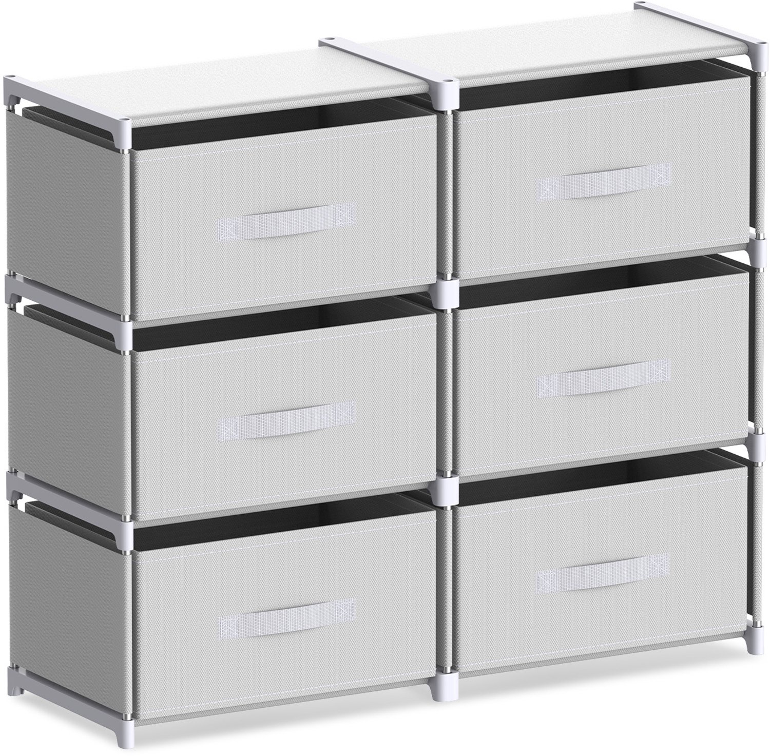 Soontrans - Ladekast met 6 Stoffen Lades - Dressoir en Opbergkast - Kast met Lades voor Slaapkamer - Woonkamer - Hal - Keuken en Kantoor - Compact Opbergrek - 80 x 26 x 67 cm - Wit