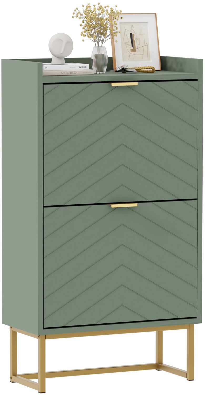 UEV schoenenkast met 2 smalle deuren, schoenkantelaar 50x24x103,5 cm (groen)