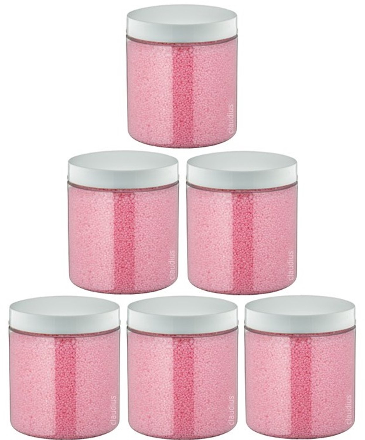 Claudius Badkaviaar Rozen - 200 gram - Pot met witte deksel - set van 6 stuks - bad parels voor in bad
