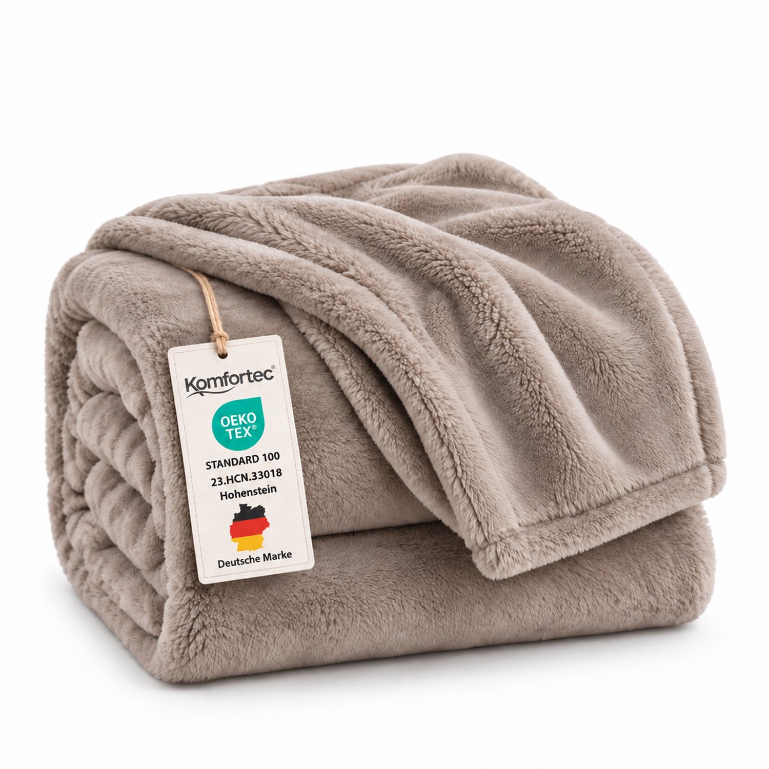 Komfortec Fleece Deken - Met kasjmier gevoel - Plaid - Fleece Plaid - Fleece Dekens - Fleece Deken 240x220 cm – Super Zacht – Stone