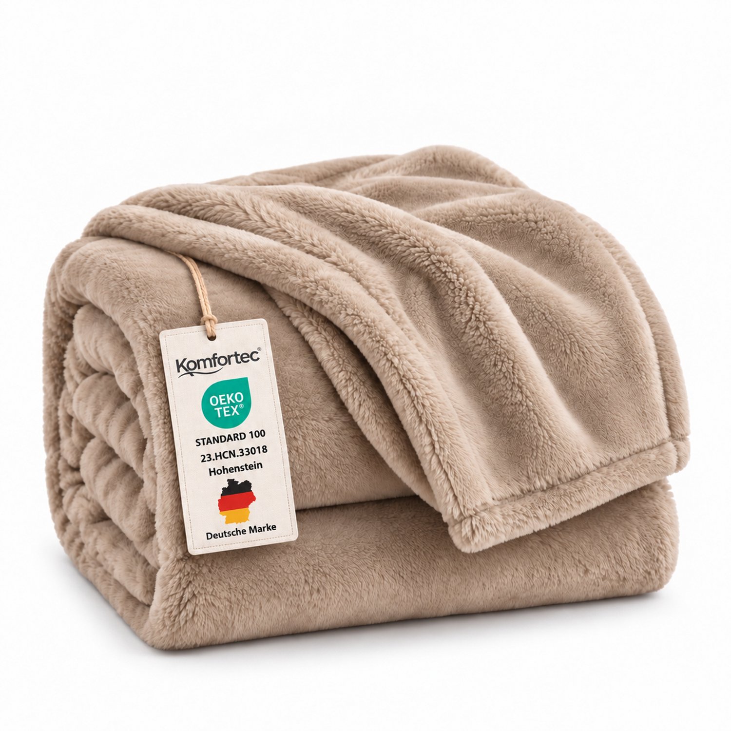 Komfortec Fleece Deken - Met kasjmier gevoel - Plaid - Fleece Plaid - Fleece Dekens - Fleece Deken 130x150 cm – Super Zacht – Zand