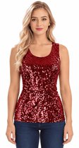 Rood Glitter Top - Dames - Shirt - Glinster - Feest