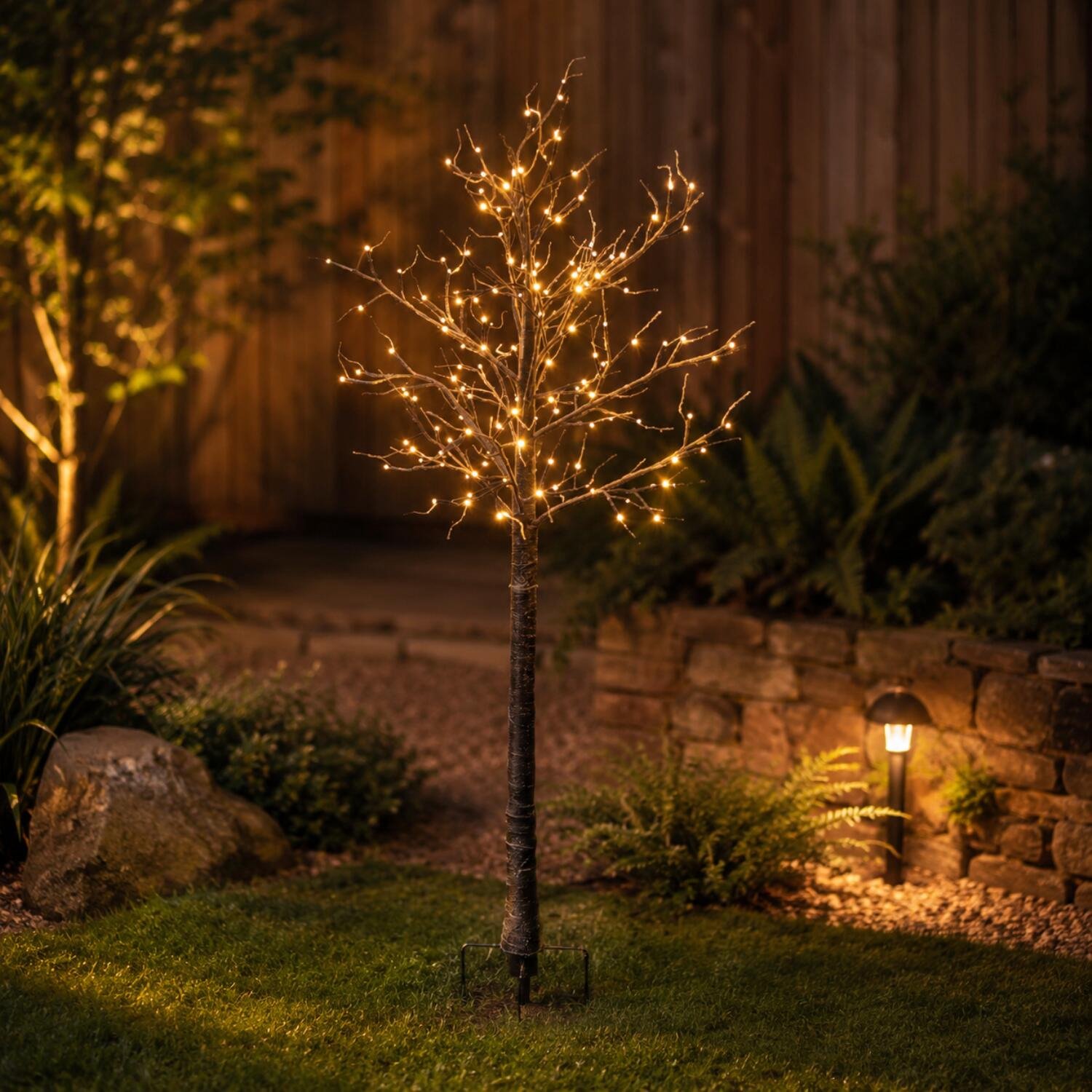 Anna's Collection Lichtboom Berkenboom - 160 cm - 144 led lichtjes - warm wit - verlichte kerstboom