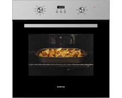 Inventum IOH6070RK Inbouwoven - 65L - Hetelucht & Grill - 60cm - 50-250°C - 8 standen - Zwart/RVS