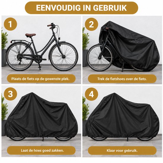 DIVERZA Fietshoes – Fietsbeschermhoes – Waterdicht, Windbestendig & UV-bestendig – 200 × 70 × 110 cm – Zwart — afbeelding 5