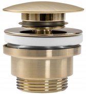 Rea - Wastafelplug Universeel Klik-klak Brushed Gold Mat - 6,4 x 6,4 x 13 cm
