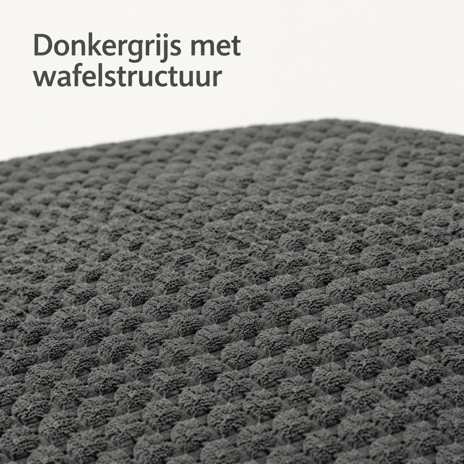 SWGOTA Donkergrijze flanellen deken 200 x 200 cm met wafelstructuur, polyester, verpakt met lint en kaartje Donkergrijs