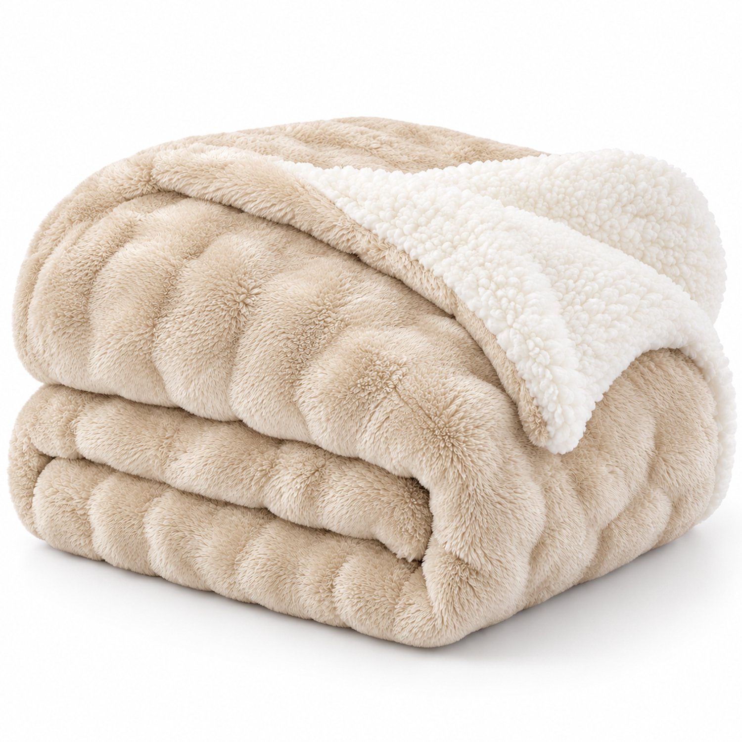 bedlin Fleece deken – plaid XL – 240x220cm – Scherpa Bubble Beige