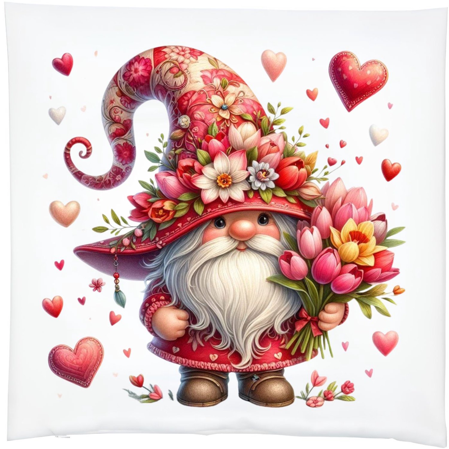 Radey's Kussenhoes valentijn - hartjes Gnoom - liefde - 39x39 cm - met rits - exclusief vulling Divers