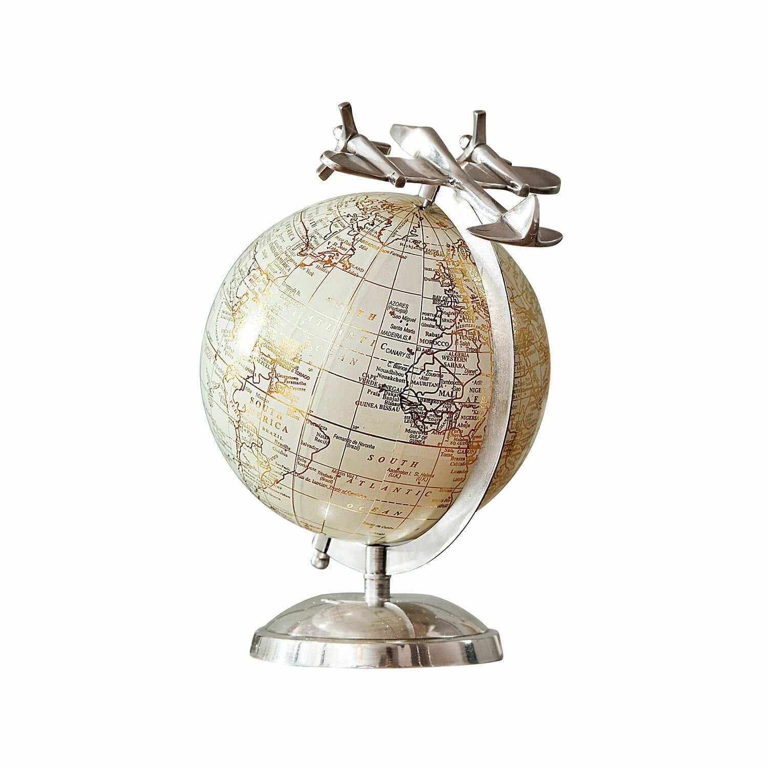 Loberon Decoratieve wereldbol Jollysail zilverkleurig/goudkleurig