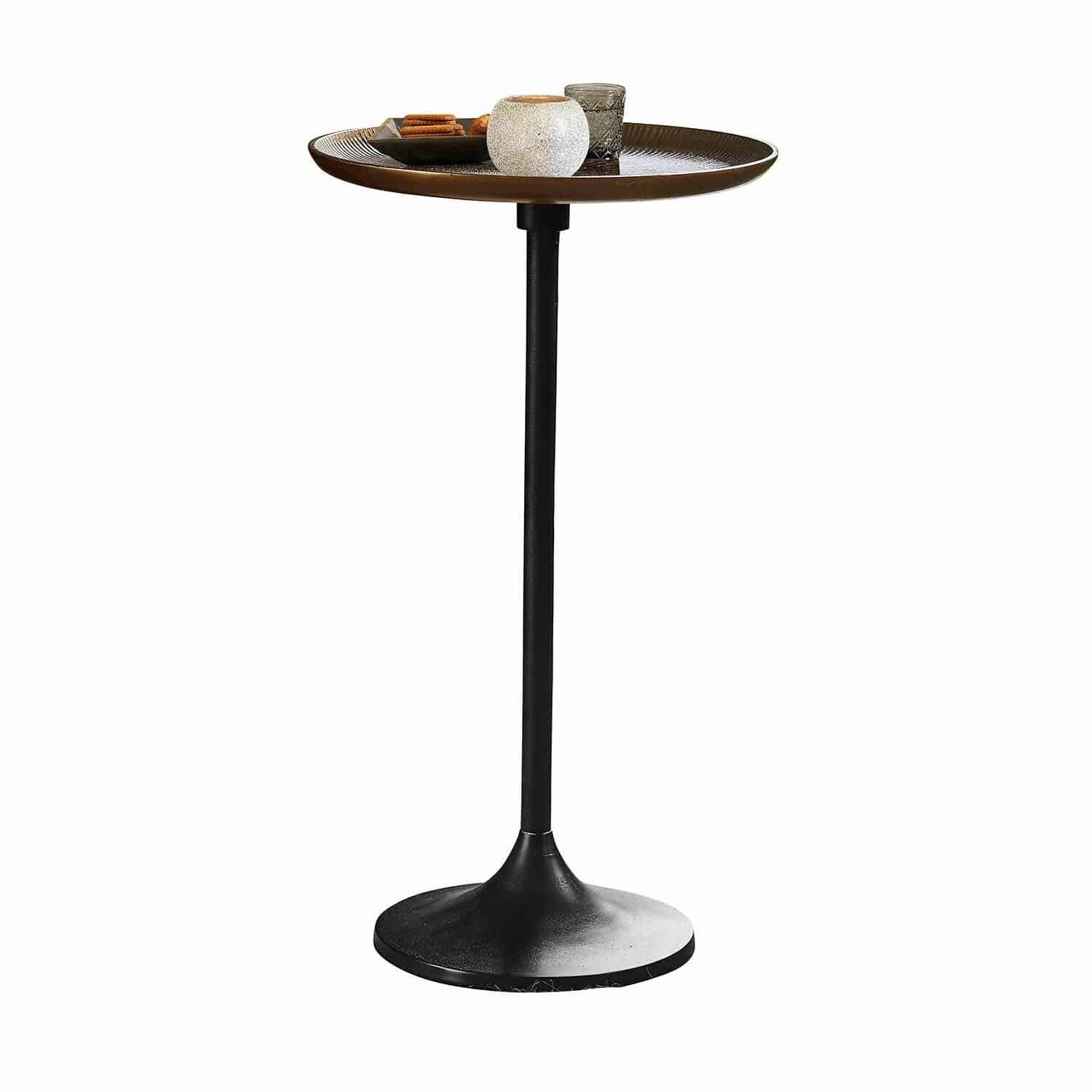 Loberon Bijzettafel Elmsford antiekzwart/messing