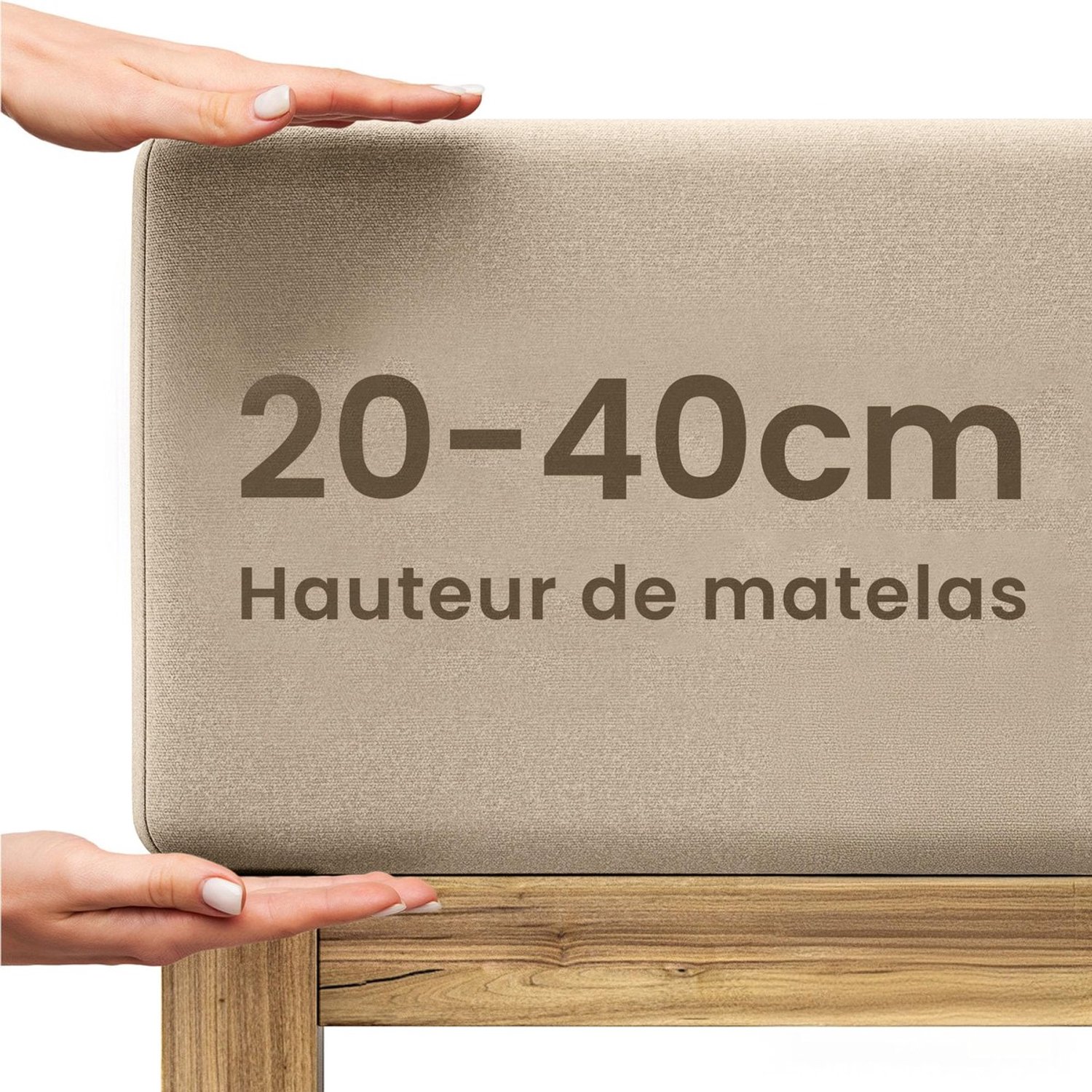 Duraxl Hoeslaken - 140 x 200 cm - Katoen met elastaan - Beige - 40 cm hoog
