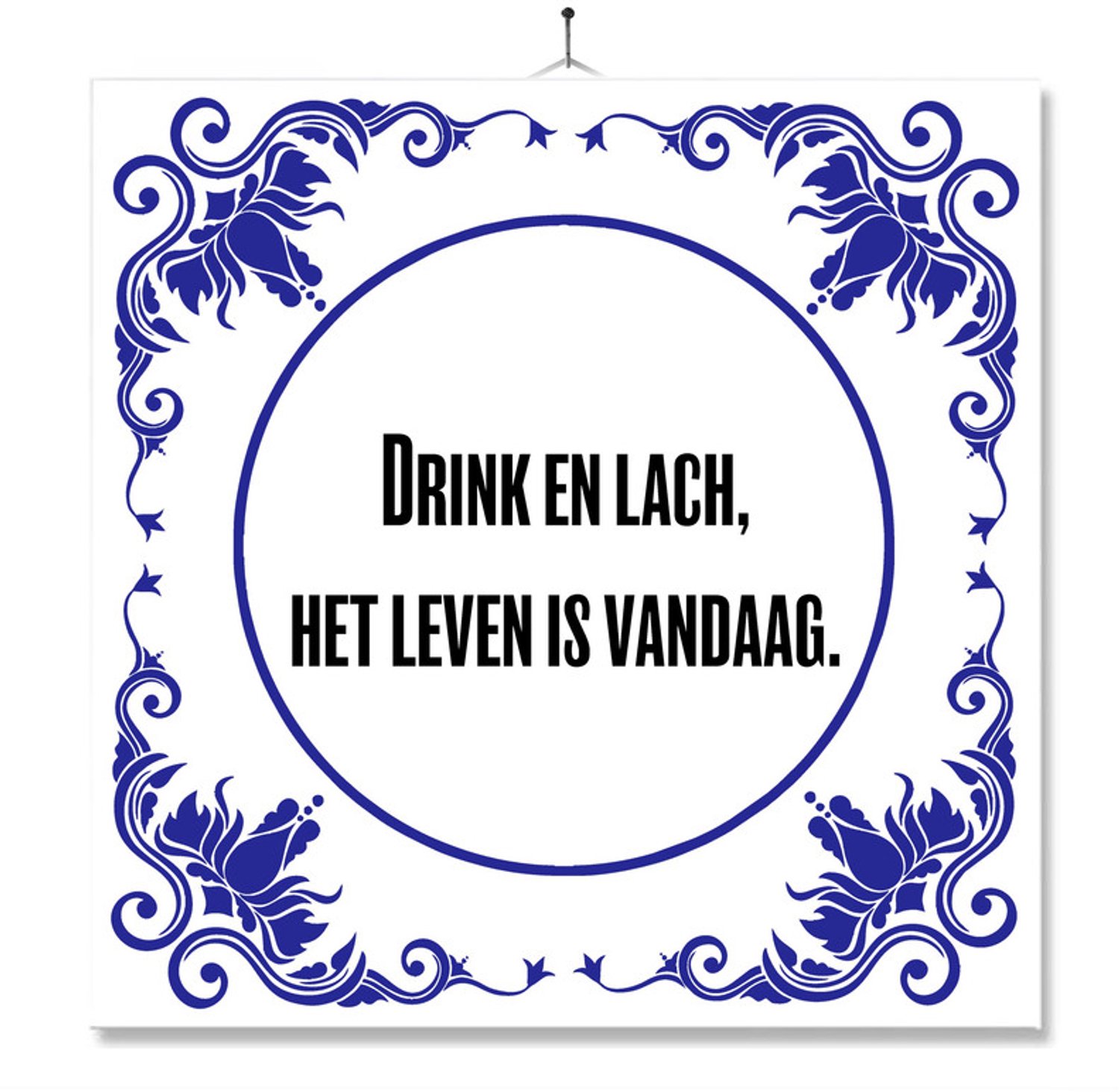 MC Living Tegel Met Opdruk | Drink En Lach | Cadeau | Inclusief Geschenkdoos | Standaard | Ophangsysteem Multi-Color