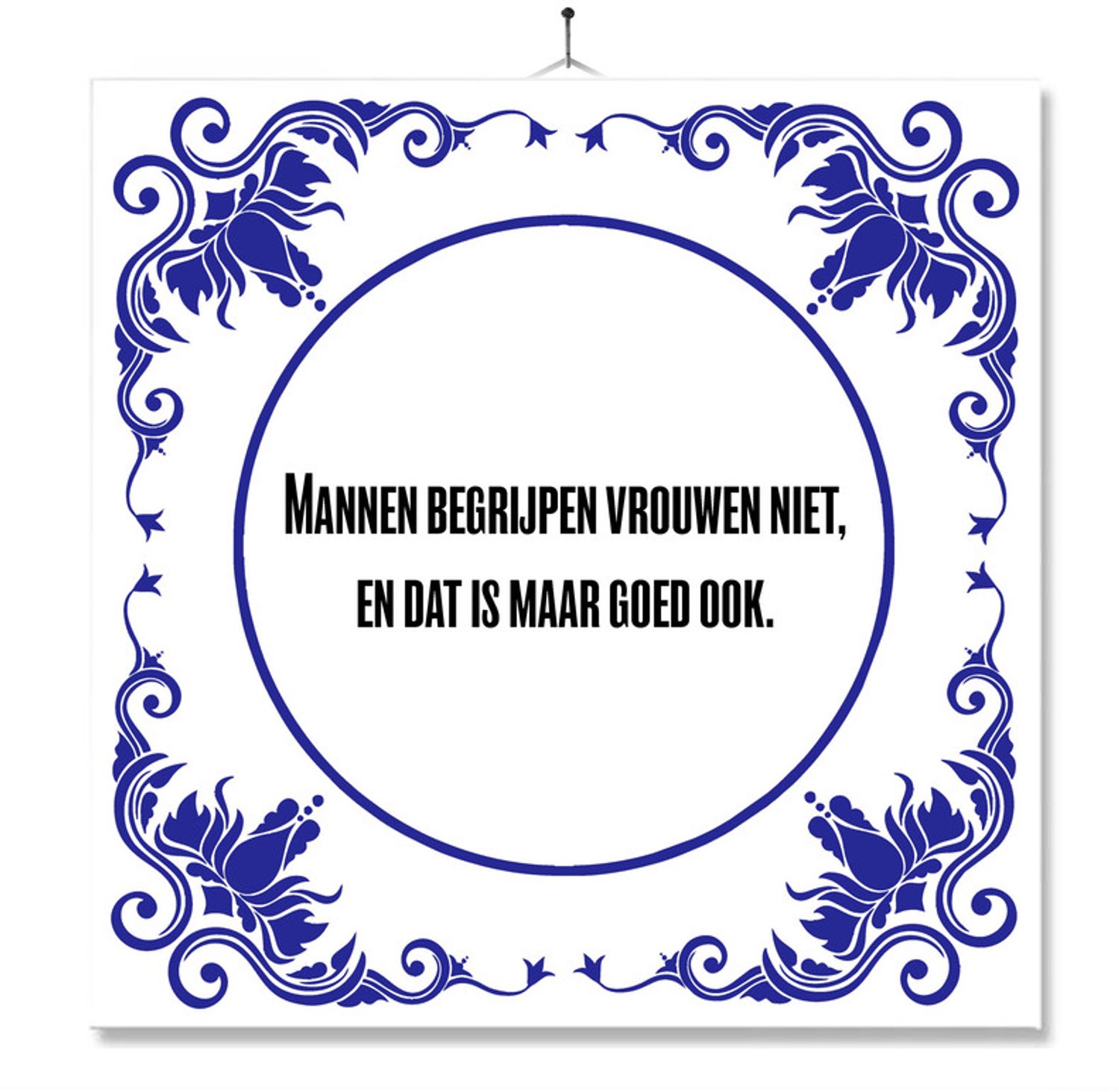 MC Living Tegel Met Opdruk | Mannen Begrijpen Vrouwen Niet | Cadeau | Inclusief Geschenkdoos | Standaard | Ophangsysteem Multi-Color
